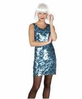 Disco glitter jurkje blauw zilver pailletten